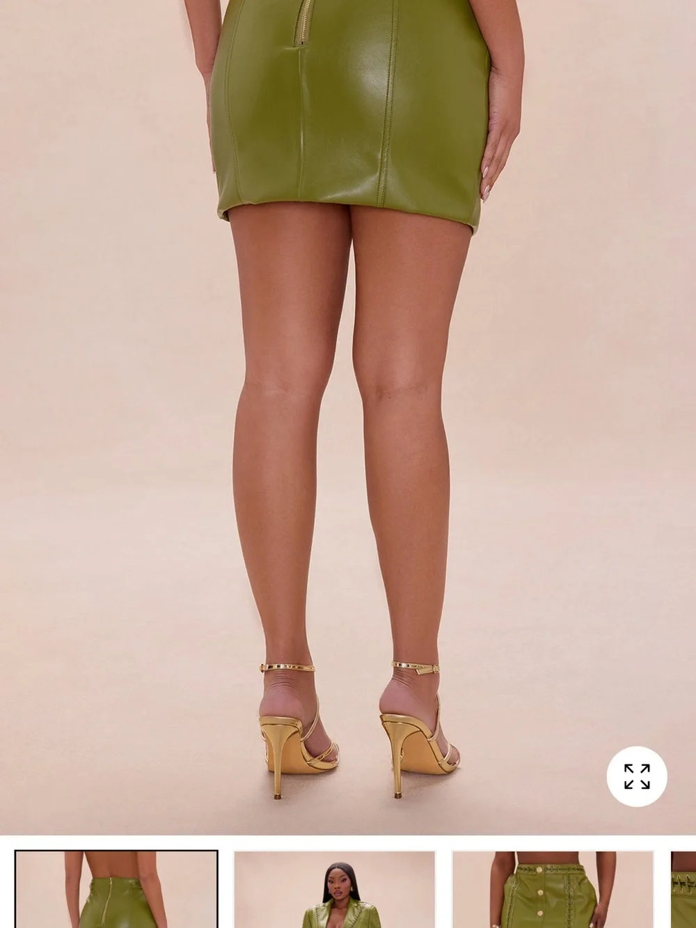 Fashion Nova Downtown Vibe Lace Up Faux Mini Skirt- olive Green Faux Leather